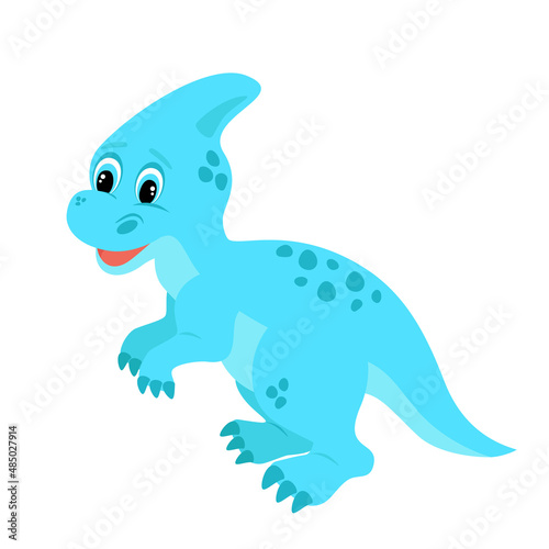 Vector illustration of a blue  spotted dinosaur cub isolated on a white background.