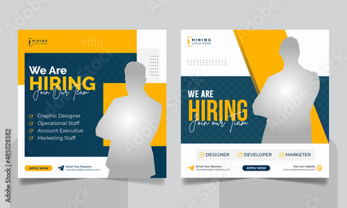 We are hiring job vacancy social media post or square web banner template