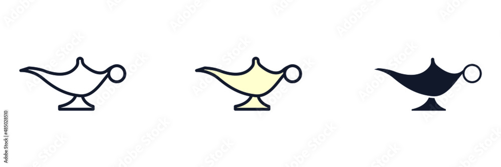 Obraz premium Alladin lamp icon symbol template for graphic and web design collection logo vector illustration