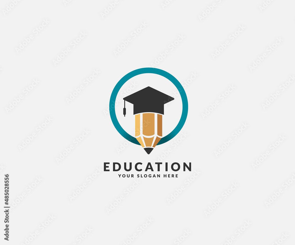 Reach the Best for University , College . Graduate . crayon with hat logo design inspiration Reach the Best for University , College . Graduate . crayon with hat logo design inspiration