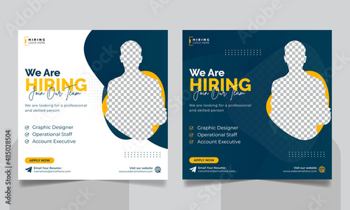 We are hiring job vacancy social media post or square web banner template