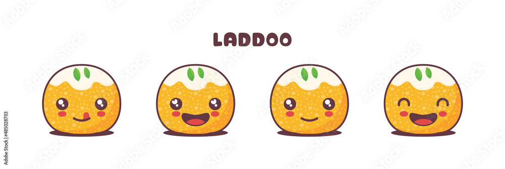 vector laddoo cartoon mascot, traditional indian food illustration, with different facial expressions vector laddoo cartoon mascot, traditional indian food illustration, with different facial expressions