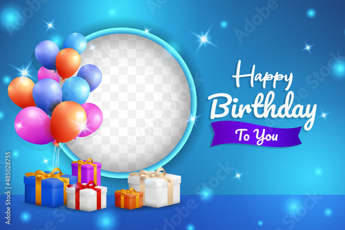 Fotobehang Happy birthday background design with realistic balloons