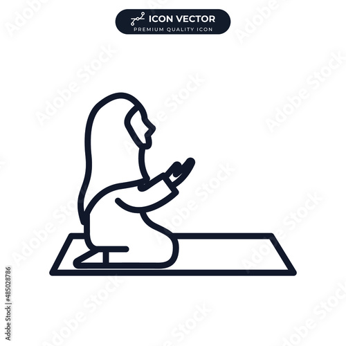 moslem praying icon symbol template for graphic and web design collection logo vector illustration