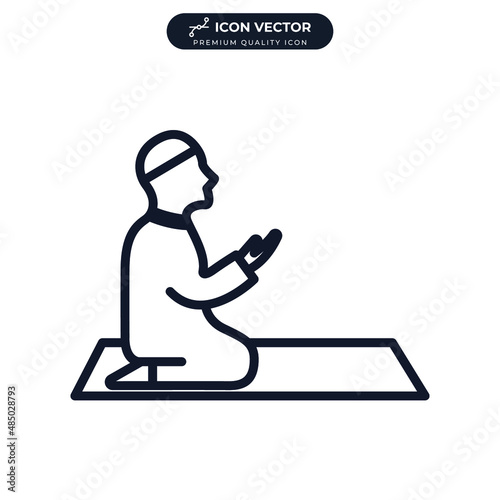 moslem praying icon symbol template for graphic and web design collection logo vector illustration