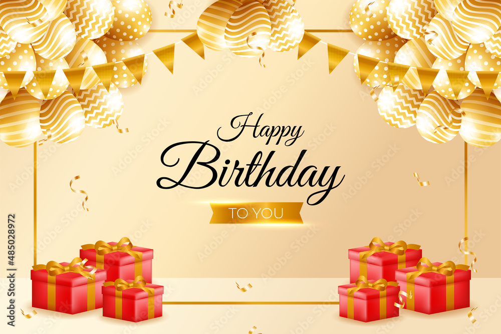 Happy birthday background design with realistic balloons Stock Vector