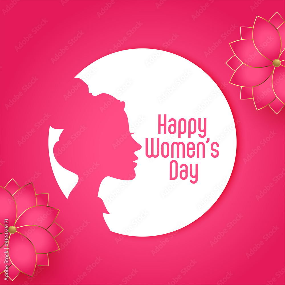 international womens day pink card design