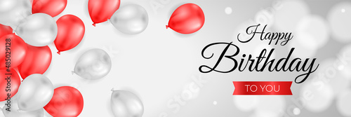 Happy birthday background design with realistic balloons