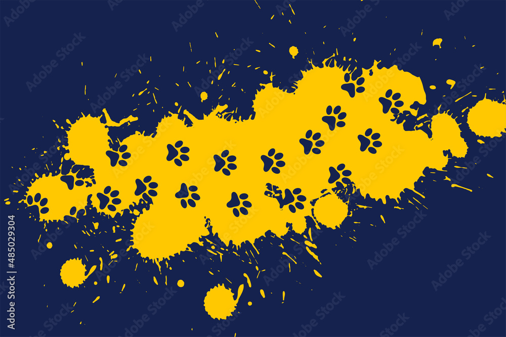 Fototapeta premium paw print per trace on splatter background