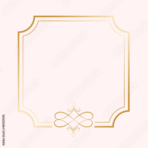 classic golden calligraphic ornamental frame on white background