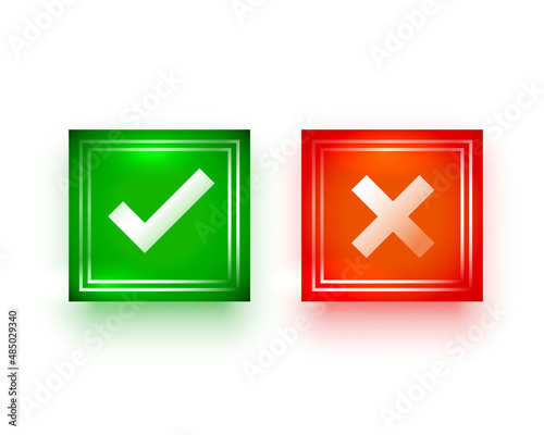 shiny check mark and cross symbols design