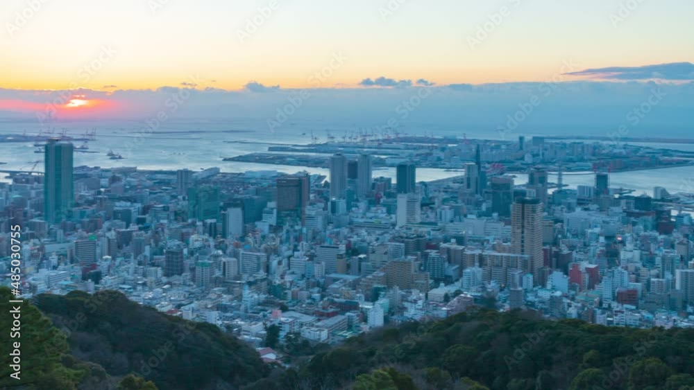 神戸の夜明け 神戸市中央区市章山にて 神戸の夜明け 神戸市中央区市章山にて