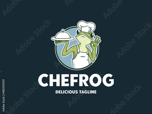 Chef Frog Mascot Character Badge Logo Template