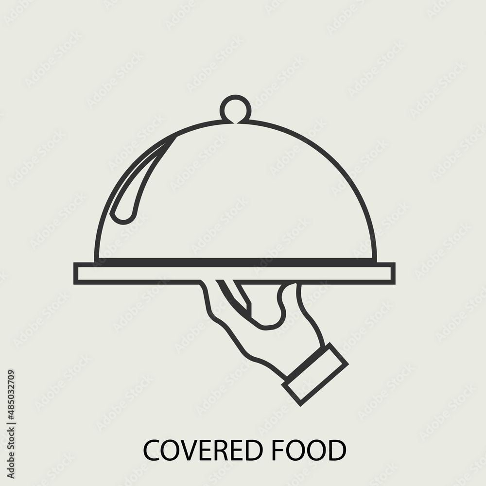 Fototapeta premium Covered_food vector icon illustration sign