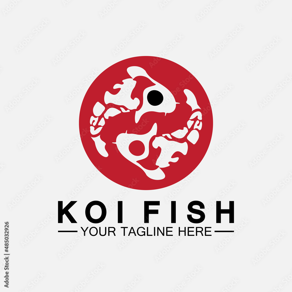 Obraz premium Koi Fish Logo Design Vector Template