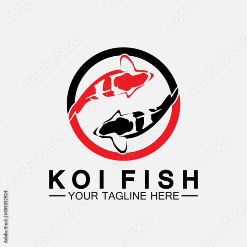 Koi Fish Logo Design Vector Template
