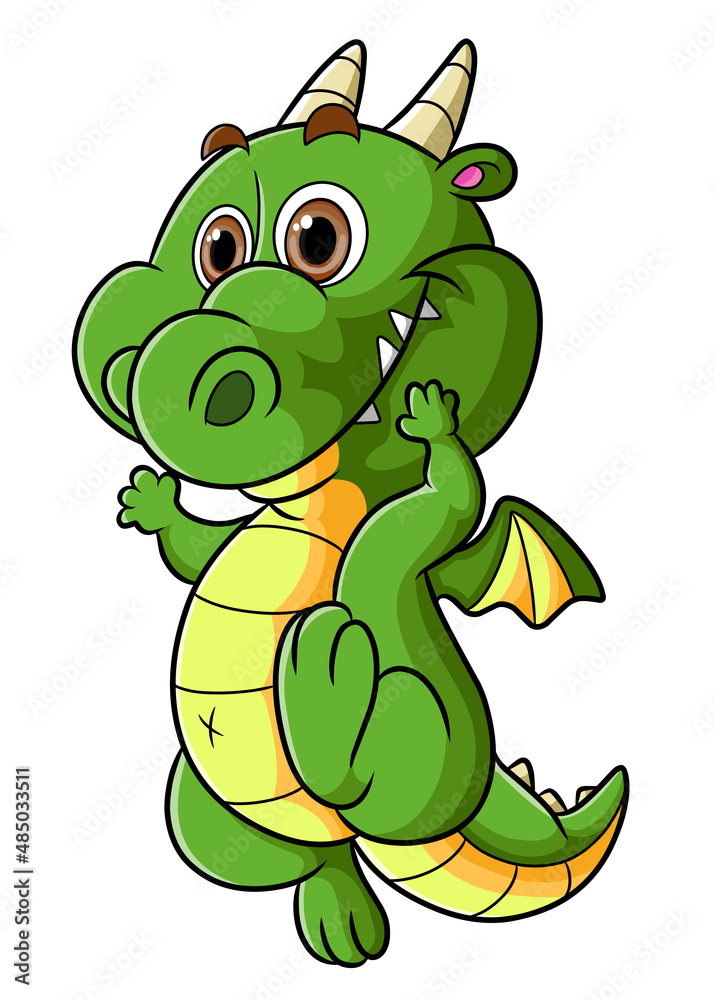 Fototapeta premium The healthy dragon is running very fast to catch prey