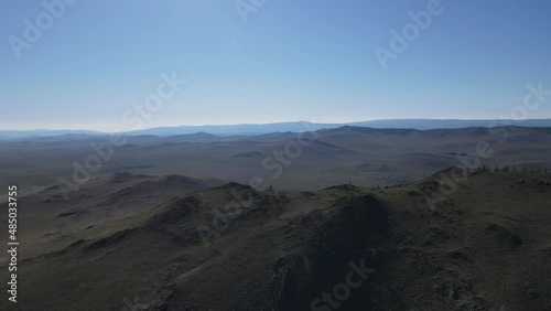flight over the Tazheran steppe in the Olkhon region photo