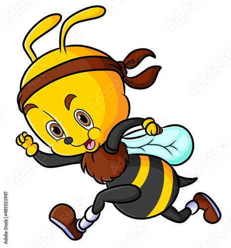 The strong bee is doing the marathon and run very fast