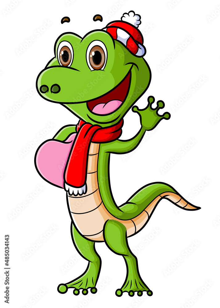 Fototapeta premium The cute lizard is ready for the valentine event