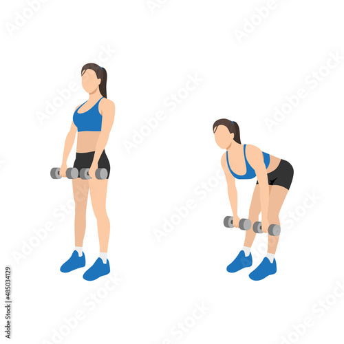 Woman doing Romanian deadlift exercise. Flat vector illustration isolated on white background