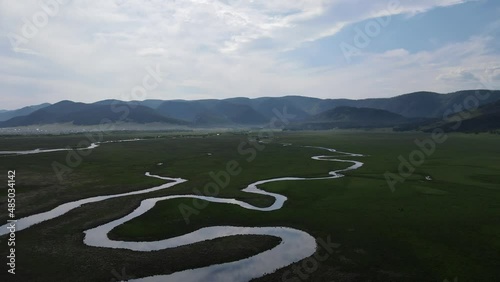 the picturesque mouth of the Goloustnaya river at different times of the year on the shores of Lake Baikal photo