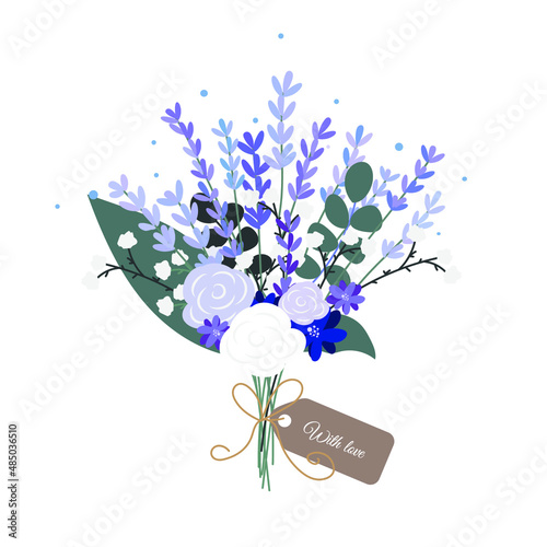 Bouquet lavender on white background 