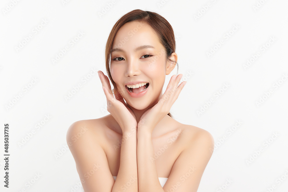 Beautiful young asian woman with clean fresh skin on white background, Face care, Facial treatment, Cosmetology, beauty and spa, Asian women portrait. Beautiful young asian woman with clean fresh skin on white background, Face care, Facial treatment, Cosmetology, beauty and spa, Asian women portrait.