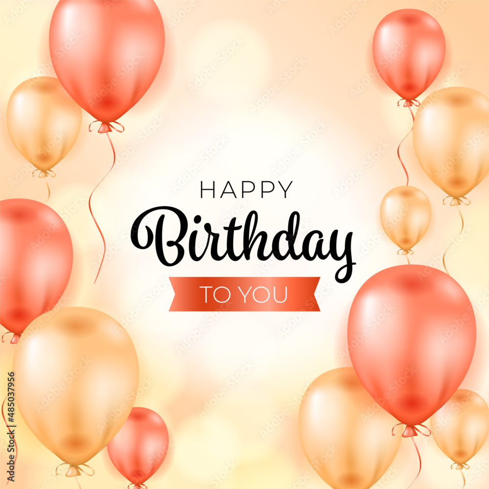 Happy birthday background design with realistic balloons Stock Vector