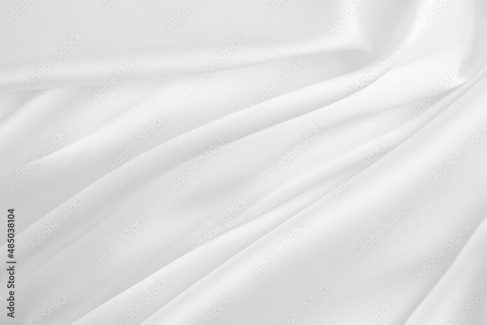 Fototapeta premium Elegance white satin silk with waves, abstract background luxury cloth, elegant wallpaper design. Abstract background luxury cloth or liquid wave