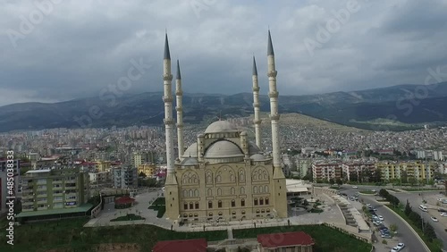 Turkey Kahramanmaraş center castle icon. mosque with 4 minarets. photo