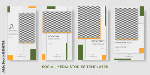 Minimalist green yellow instagram social media stories post banner Premium