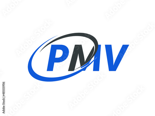 PMV letter creative modern elegant swoosh logo design