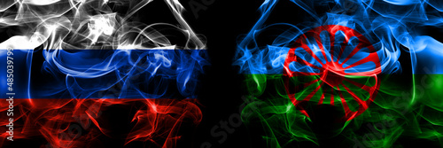 Tableau sur toile Russia, Russian vs Gipsy flags