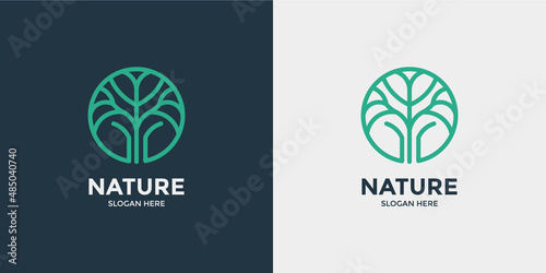 linear style tree logo set
