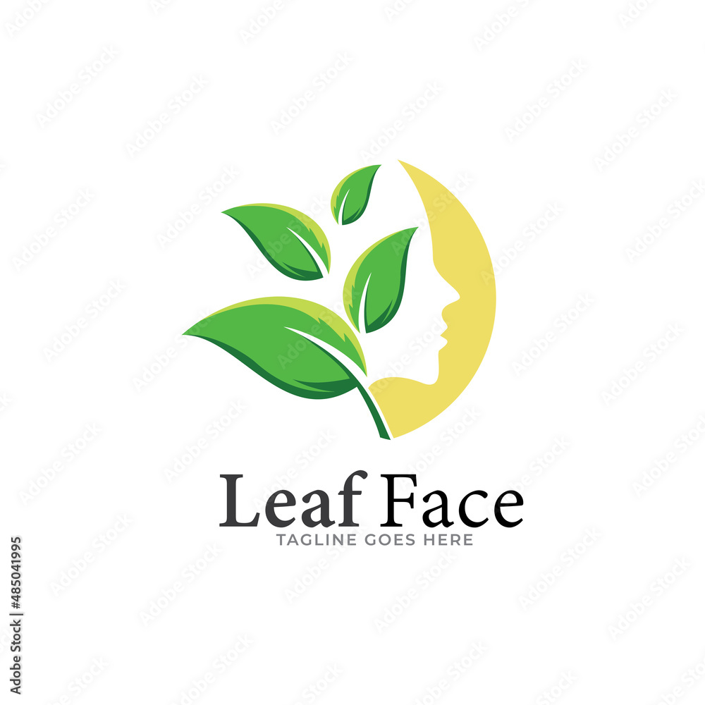Leaf face concept of leaves forming a man and a womans faces in profile