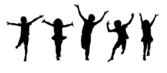Children silhouettes set.