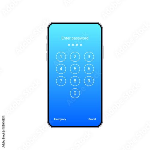 Smartphone screen lock template with numeric password.