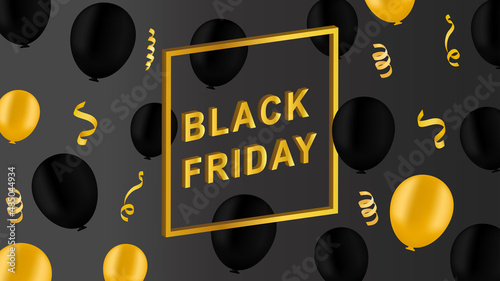 Black Friday vector poster with balloons and volumetric letters. This poster can be used by you to advertise Black Friday in your store.