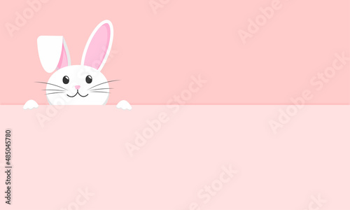 Happy easter pink card - cute bunny peeking out