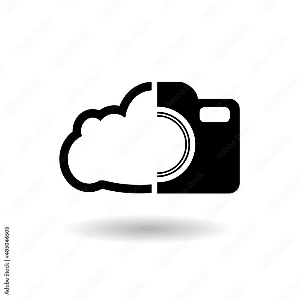 Cloud storage camera icon with shadow