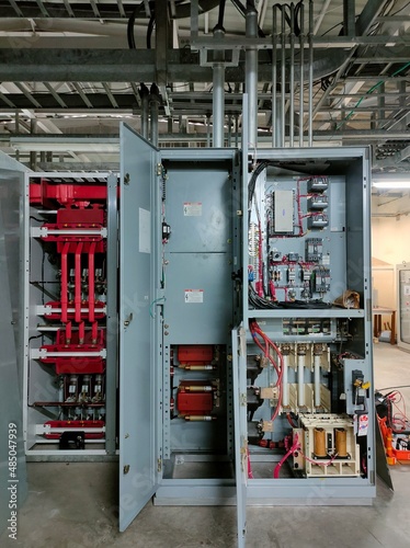 Electric room in industrial,selective focus,Maintenance for shutdown or turnaround.Switchgear in electric room.	