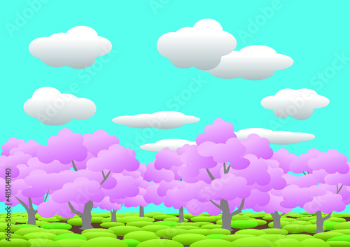 桜並木の風景　
