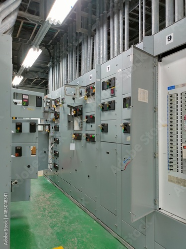 Electric room in industrial,selective focus.Turnaround or PM maintenace electric.