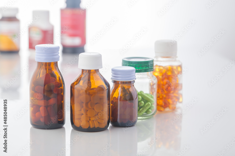 concept of bottles with medicine concept of bottles with medicine