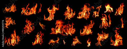 bonfire on a black background Various types of thermal energy that burn fuel at night