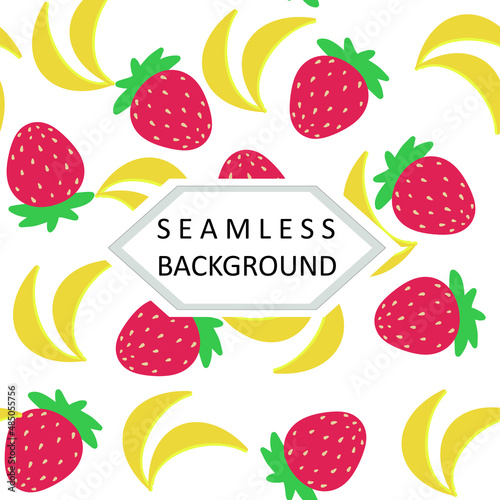  Seamless background. Strawberry banana. Wallpapers  invitations  postcards  scrapbooking  web graphics  decorations  advertising  paper  fabric  packaging.EPS10.