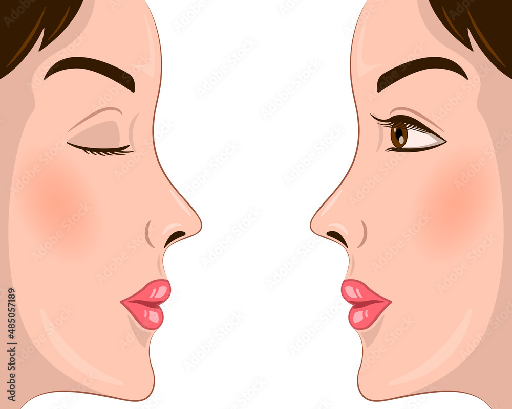 woman face side view open closed eyes isolated white background woman face side view open closed eyes isolated white background
