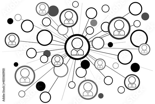 Réseaux Sociaux Communauté Noir Gris Fond Blanc