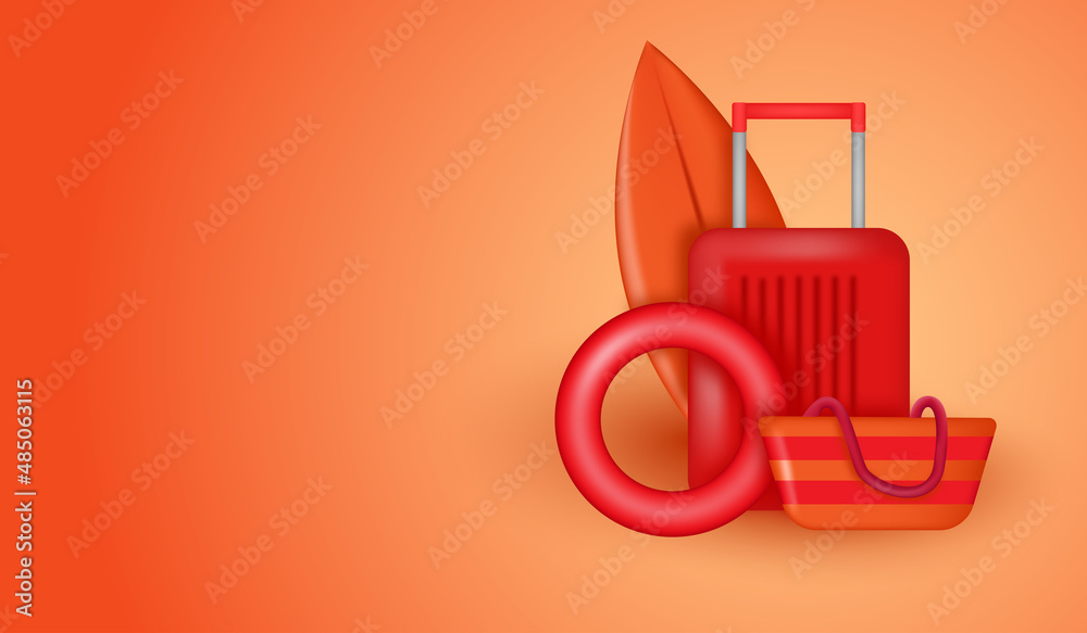 Obraz premium summer beach banner with elements 3D vector